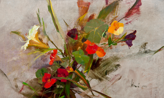 Lily & Nasturtiums oil painting